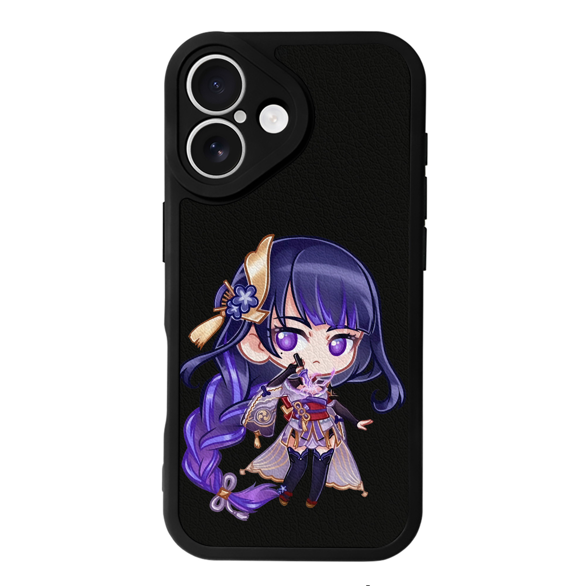 げんし神 雷電将軍 らいでんしょうぐん genshin Raiden Shogun 【iPhone 16シリーズ対応】シリコンスマホケース（レザー調） 材質：シリコン